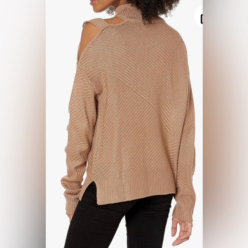 DKNY Camel Cowl Neck Sweater with Shoulder Bow - Picture 2 of 9